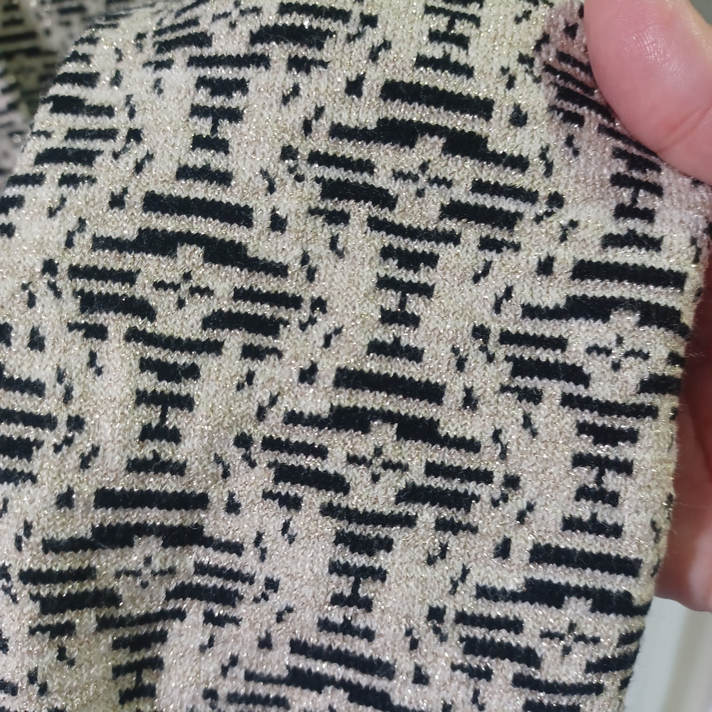 Jones New York Cream/Gold With Black Long Cardigan - Picture 4 of 5